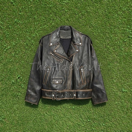 Men Distressed Leather Biker Jacket Vintage Motorcycle Style Black Genuine Leather Belted Classic Rider Outerwear - Etsy