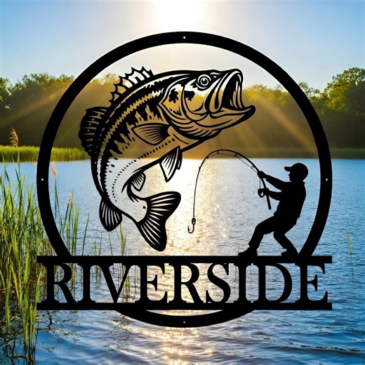 Custom Fish Metal Name Sign: Personalized Fishing Wall Art - Etsy