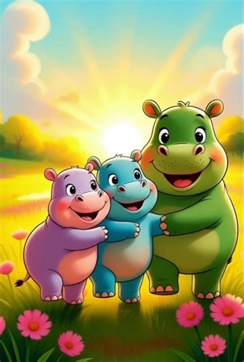 Cute Hippos Splashing 🦛💦 | Kids Funny Short #short #kidssongs