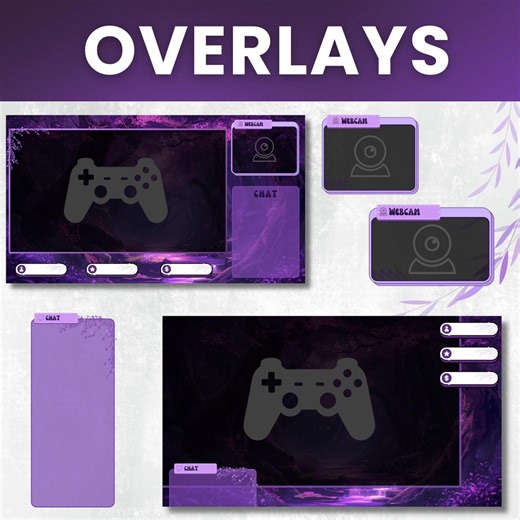 Purple Forest Twitch Overlay Pack – 4 Overlays, Webcams & Chat Frame