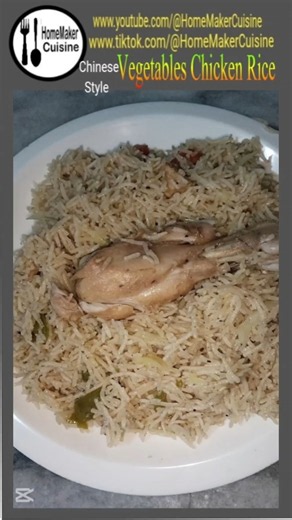 Fried Vegetables Chicken Rice Recipe in Chinese style