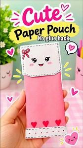 DIY Cute Paper Pouch 🎀😍 l Easy Paper Crafts #shorts #paperpouch #gift #papercraft #diy #trending