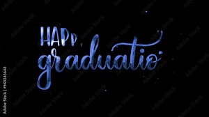 Animated script words Happy Graduation suitable for graduation invitations, greeting cards, social media graphics, and celebratory designs on a transparent background.
