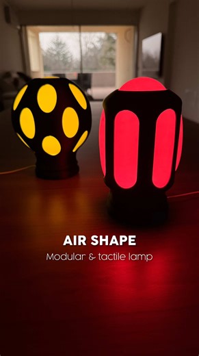 Free - Link in bio | I 3D printed a tactile, playable lamp with P2S by @BAMBULAB Official ! 🎈✨ • I wanted to design a modular light that challenges how we interact with everyday objects. This isn’t just something to look at—it’s meant to be touched, squeezed, and played with! • The magic happens inside the frame: a balloon is inflated until it perfectly takes the shape of the container’s internal geometry. The result? A unique sensory effect and a soft, diffused glow that feels alive. • 🎈Swap