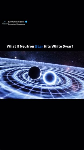 QuantumXparadoxx on Instagram: "Imagine a neutron star colliding with a white dwarf! The neutron star's gravity shreds the white dwarf, causing a massive Type Ia supernova explosion. This cosmic catastrophe unleashes immense energy, lights up the galaxy, and scatters heavy elements throughout space, enriching the universe. #NeutronStar #WhiteDwarf #SpaceCollision #Supernova #astrophysics"