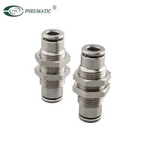 [Hot Item] Pm Bulkhead Equal Pneumatic Fitting NPT/Bsp Thread 1/4" 1/8" One Touch Push in PU Hose Connector Fittings