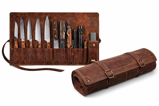 Handmade Leather Tool Roll – Rustic Brown Knife Bag, Chef, Hunting, BBQ Organizer - Etsy