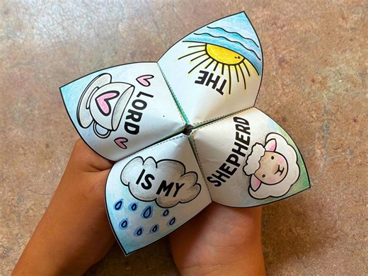 Psalm 23 Color-your-own Cootie Catcher | Paper Craft Game Printable With Bible Verse - Etsy