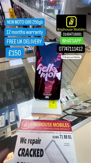 New Motorola G86 5G 256gb unlocked with box. 12 months warranty. Free uk delivery. This is a 1 off deal. You get a lot of phone for the price! Free UK next day delivery available with Royal Mail if you bank tranfer. Available from BRIGHOUSE MOBILES, 28 commercial street, BRIGHOUSE, hd6 1aq. Open Mon-Sat 9am-5pm. Call 01484718881 - WHATSAPP 07747111412 #BrighouseMobiles #brighouse #motorola #new