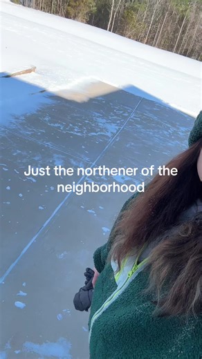 And no its not perfect because we only have a leaf blower lol #northcarolina #snow #northener