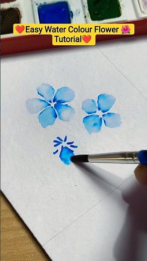 ❤️Easy Water Colour Flower🌸tutorial For Beginners #watercolor #painting #flower #easy #shorts #viral