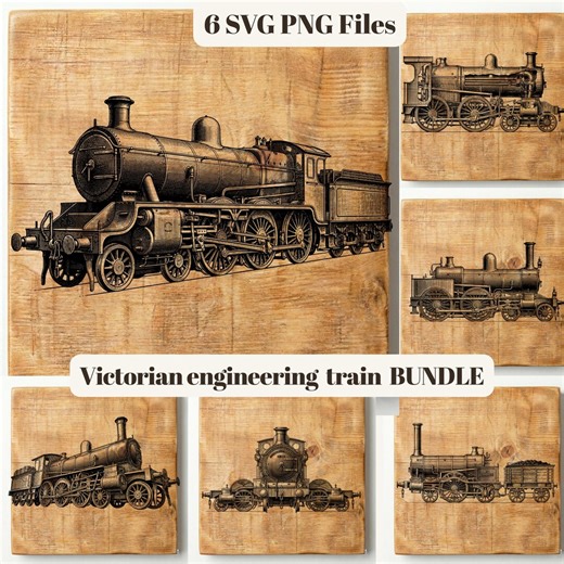Victorian Steam Train SVG Bundle, Vintage Locomotive SVG PNG, Antique Train Engraving Files, Laser Engraving Cnc Files, Railway Wall Art - Etsy