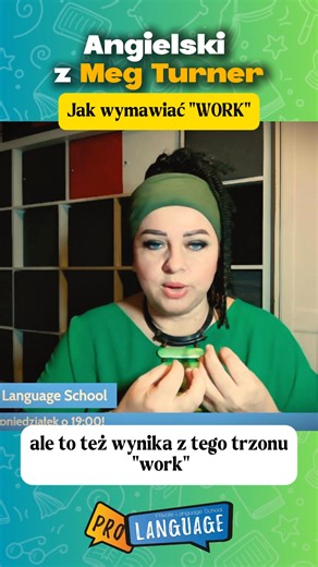 🎧 Jak poprawnie wymawiać “work”? 🇬🇧 Nie “łork”! ❌ Tylko „łeʳk” ✅ - długo i miękko, z tylnogardłowym dźwiękiem przypominającym bardziej napięte „e” z odrobiną „y”, niż zwykłe, polskie „o”. 👉 W angielskim każde słowo zaczynające się na “wor” (np. work, word, world, worth, worry) wymawiamy z tym samym dźwiękiem „e”: work → „łeʳk” word → „łeʳd” world → „łeʳld” 💡 Mała zmiana w wymowie, ogromna różnica w brzmieniu! Zrób test – powiedz na głos i poczuj różnicę 🔥 #EnglishTips #LearnEnglish #MegTur