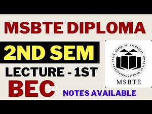 BEC Lecture 1st For MSBTE Diploma 2nd Sem | Free Notes | Question Bank | Best Coaching For Diploma