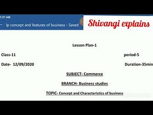 Lesson Plan commerce|Business Studies|Concept and characteristics of business|in English and plan