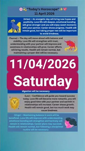 11 April 2026 💫💐"Today's Horoscope"✨🌸💖