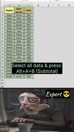 How to use SUBTOTAL function in Excel 30 Seconds (Shortcut) #excel #shortsfeed #feed #dataentry