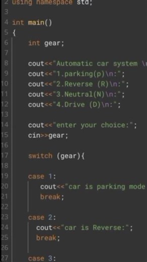 automatic gear system box c++#motivational #coding #codingboard