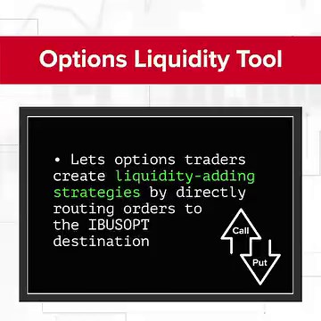 Options traders, you can create liquidity-adding strategies using the Options Liquidity Tool. It directly routes orders to the IBUSOPT destination where it interacts with our order flow. A variety of order types are available for posting #liquidity in IBUSOPT. Learn more: http://spr.ly/oltf #OptionsTrading #IBKR #IBTradeTech | Interactive Brokers
