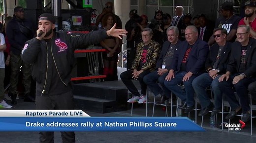 Raptors victory parade: Drake tells crowd ‘you deserve’ championship