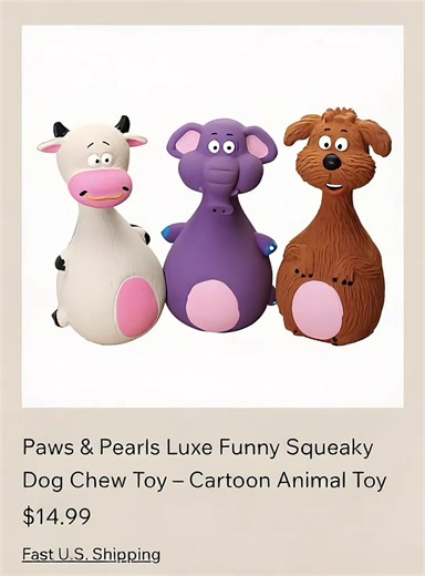Playtime just got cuter. 🐾 These funny squeaky cartoon chew toys are a fun way to keep your pup entertained while adding a little personality to toy time. Cute, playful, and dog-approved style all in one. Shop here: https://www.pawsandpearlslux.com #PawsAndPearls #DogToys #PetShop #DogLovers #ShopSmall