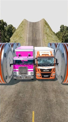 Cars & Cargo & Flatbed Trucks vs 6 Gaint Chained Hydraulic Crush - BeamNG Drive