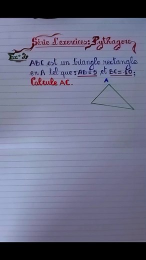 Exercice pratique sur le théorème de Pythagore