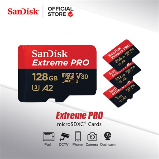SanDisk Extreme PRO 128GB/256GB/512GB/1TB/2TB MicroSDXC MicroSD Card UHS-I Memory Card With Adapter | Lazada PH