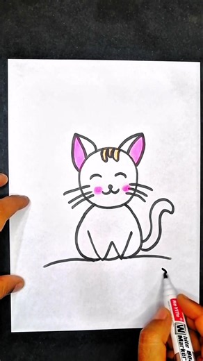 اتعلم رسم قطه🐱 بطريقه سهله جدا/رسم سهل/رسم سهل وسريع للمبتدئين/تعليم رسم خطوه بخطوه#drawing #shorts