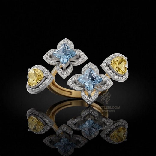 Fancy Center and Yellow Heart Engagement Ring, Propose Ring, Gift for Her - Etsy