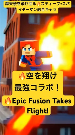 摩天楼を飛び回る🔥スティーブ×スパイダーマン融合キャラ！#Minecraft #SpiderMan #쇼츠 #minecraft #マイクラ #ai