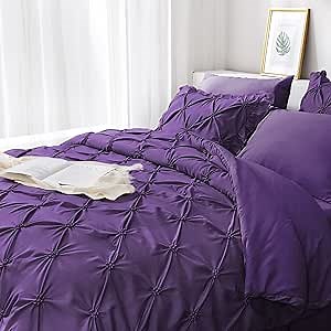 JOLLYVOGUE Queen Comforter Set 7 Pieces, Purple Bed in a Bag Comforter Set for Bedroom, Bedding Comforter Sets with Comforter, Sheets,Ruffled Shams & Pillowcases