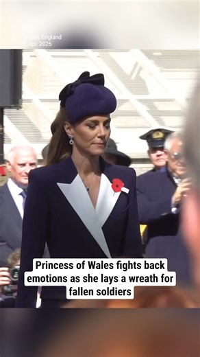 Princess of Wales fights back emotions as she lays a wreath for fallen soldiers
