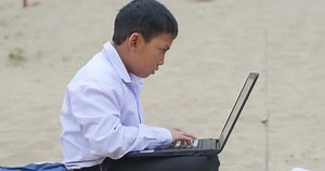 Boy Student Using Computer