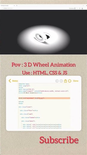 Amazing 3D Wheel Animation Using Only HTML & CSS #youtubeshorts #coding #videoeffects #video