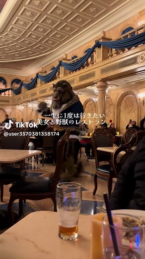 美女と野獣のレストラン✨️世界観が素敵すぎた🥀 フロリダディズニーにある、美女と野獣のレストラン！ 料理も全部美味しいし、みんなが喋ってる声も含めて世界観素敵だった✨ #美女と野獣 #ディズニー #disney #ディナー