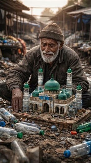 🕌Masjid ini hanya terbuat dari botol bekas😭🥺#miniaturmasjid #miniature #miniatur #shorts #trending