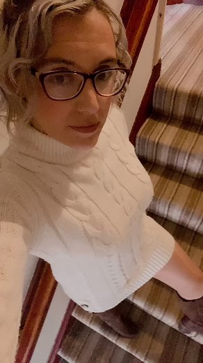 Stylish Scottish Mum Michelle Nylons in Knee-High Boots and Glasses