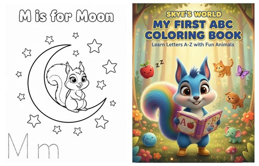 Alphabet Coloring Book for Kids,abc Learning Pages With Skye the Squirrel,printable Preschool Activities, Letter Tracing,digital Downloadpdf - Etsy