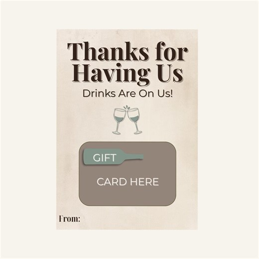 Host Wine or Beer Gift Card Holder | Thanks for Having Us – Drinks Are on Us | Funny | Instant Download - Etsy