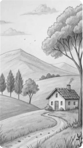 How to Draw Moonlight Landscape Step by Step | Easy Scenery Drawing