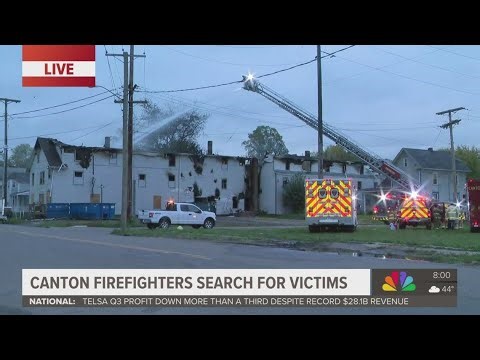 Overnight fire in Canton: Firefighters search for possible victims at boarded-up apartment building