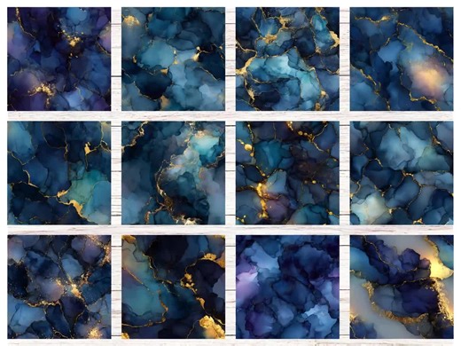 Indigo Alcohol Ink Seamless Patterns | 36 Fluid Abstract Digital Papers for Scrapbooking, Journals, Crafts & Modern Design - Etsy