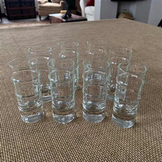 Vintage Bamboo-style Cordial Glasses | Reed-pattern Pressed Glass | Set of 8 | Mid-century Barware - Etsy