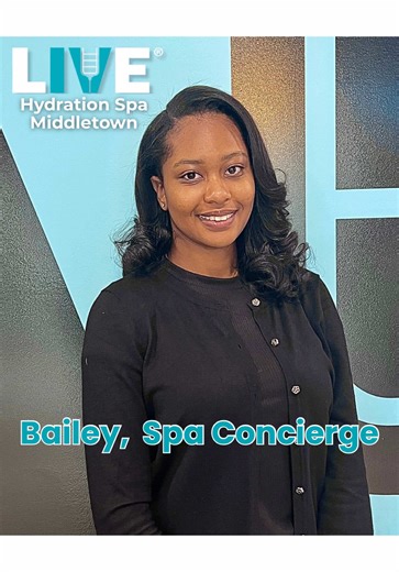 ✨Meet Bailey our excellent spa concierge✨ Fun facts: She has a passion for baking, especially when it comes to making delicious pound cakes and cupcakes.🧁 She loves spending time in her garden and proudly cares for eight beautiful orchids. 🪴 In her free time, she enjoys working on puzzles and recently completed a 1,000-piece Times Square puzzle.🧩 We feel so appreciative to have her at Live Hydration Spa Middletown. #LiveHydrationSpaMiddletown #spalife #fyp #viral #livehealthylivehydrated
