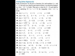Each of Exercises 15–30 gives a function ƒ(x) and numbers L, c, and epsilon＞0