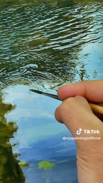 Painting ripples on water - MJS TV #oilpainting #artlessons #contemporaryart #artsupplies #painting #fyp #foryourpage #water