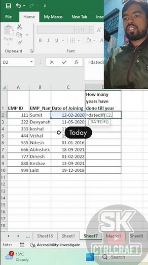 🗓️ Excel Date Difference in seconds | DATEDIF + TODAY
