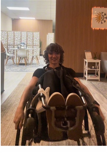 🏎️ 💨 Raced to @Beach Cities Cryo & Wellness today when I heard about all of the services they offer, once I got there though, one of their owners recognized me from my page 🫣! Needless to say, we are life long friends now 🤭 If there’s something you want to see me do on their account drop a comment below!! 🫶🏼🤣 Alt text: a woman in a Wheelcahir comes around the corner, rushes toward the camera and lands in a wheelie so deep you can see the soles of her shoes right as the beat drops. She doe