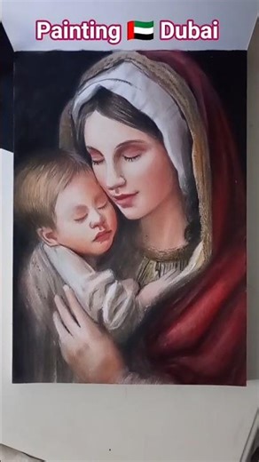 Mary Mother and Baby Jesus | Painting Dubai 🇦🇪 #uae #viralvideo #youtubeshorts